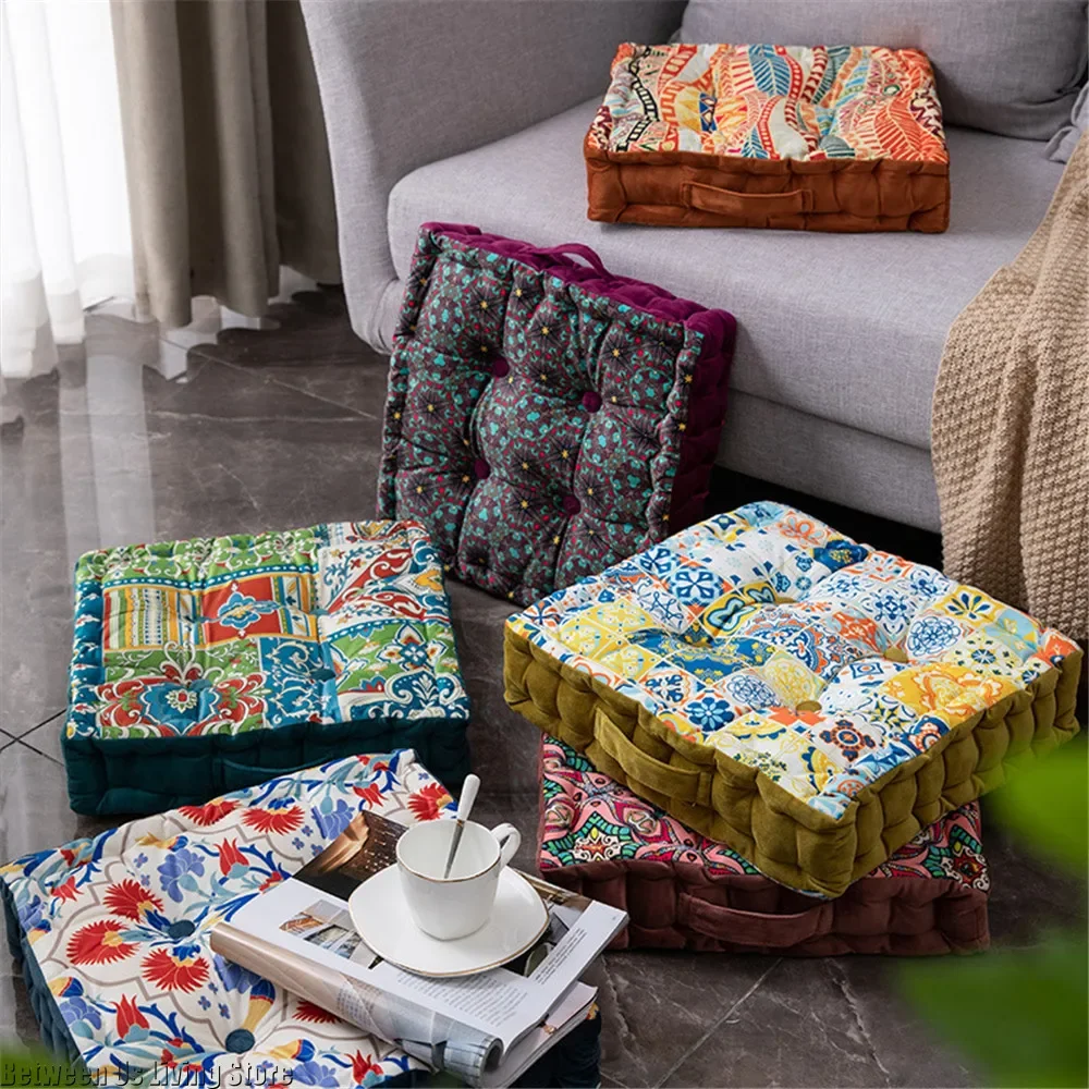 Floor Cushion Pouf - Coussin de siège carré bohème Mandala,