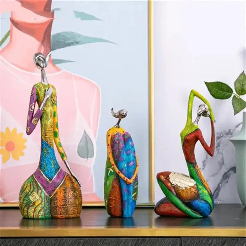 Xt Home Textiles - Peinture femme résine Statue Figurines pour