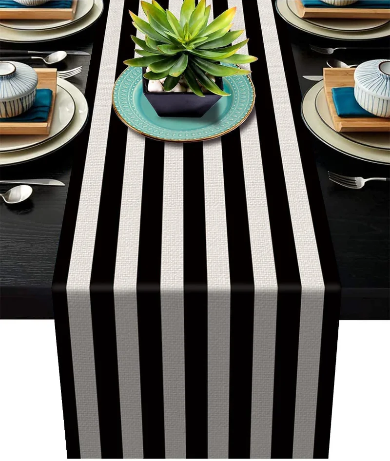 Home Textiles Plaid - Chemin de table rayé en lin
