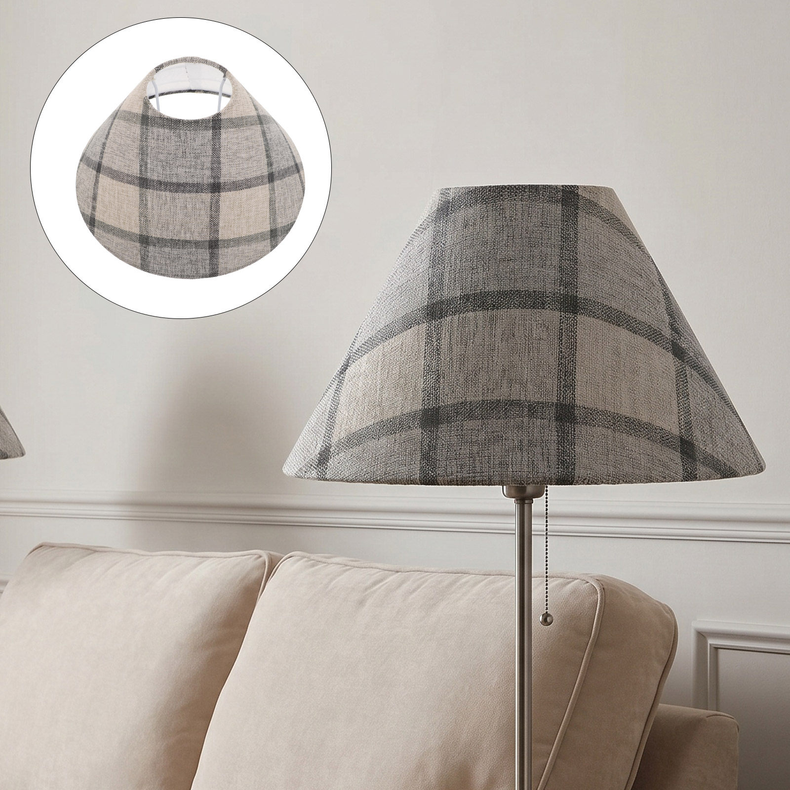 Home Textiles Plaid - Abat-jour en tissu vintage à carreaux