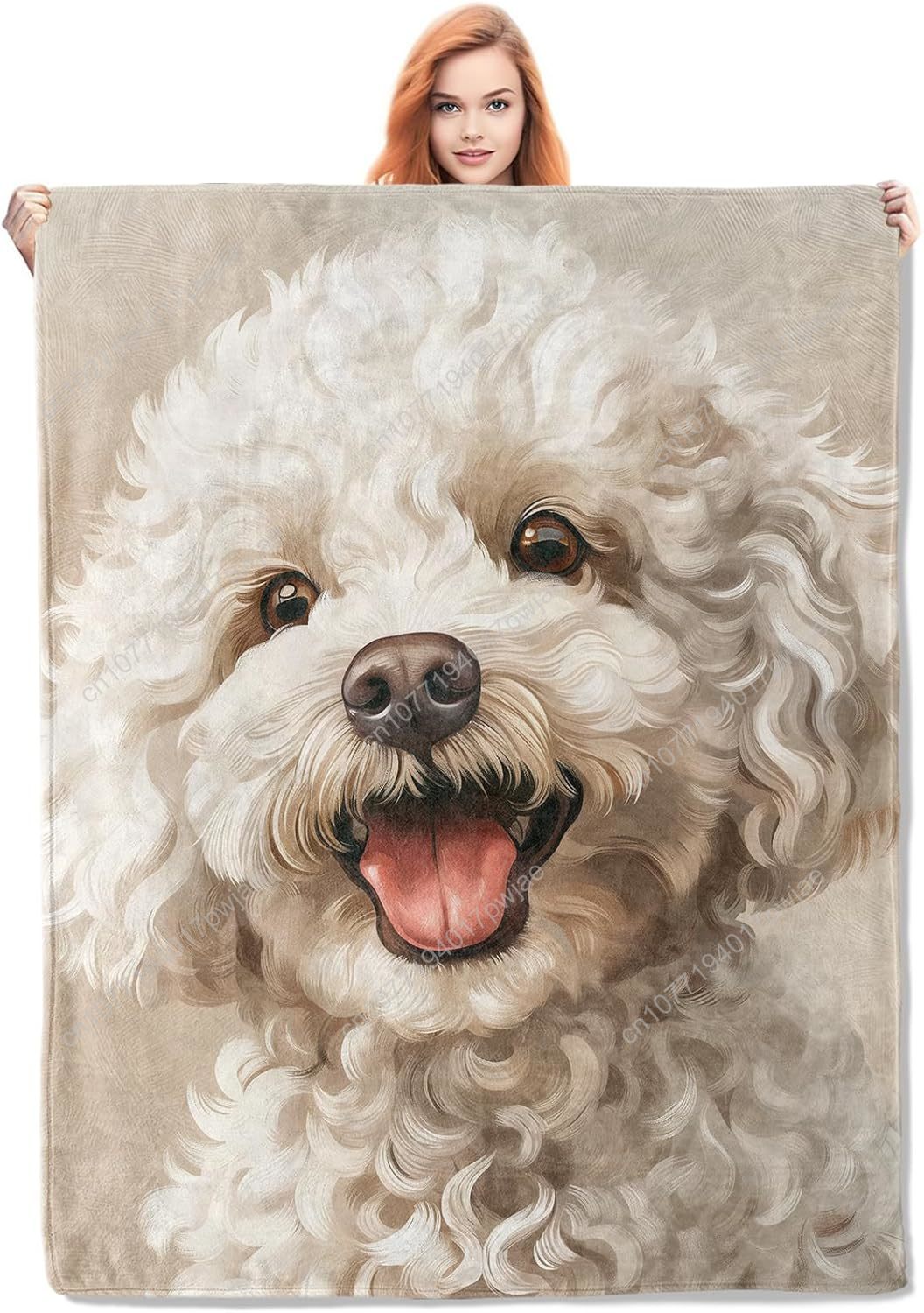Home Textiles Usa - Couverture avec Portrait de caniche joyeux,