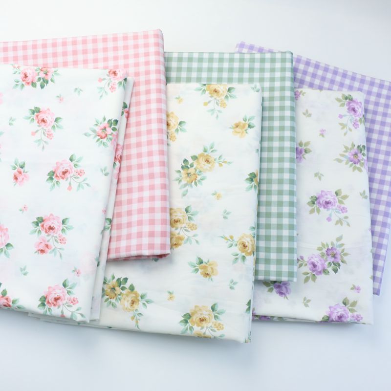 Home Textiles Plaid - Tissu imprimé à carreaux floraux, 235x50cm,