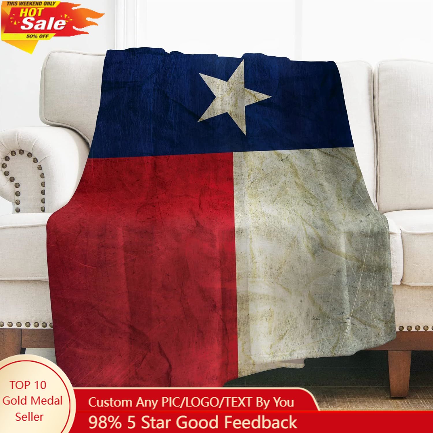 Lévènes Texas drapeau jeter co - Home Textiles Usa avis et prix