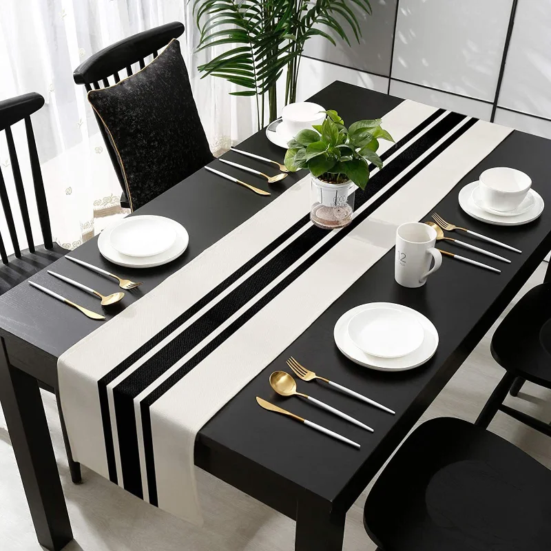 Chemin de table rayé en lin gé - Home Textiles Plaid avis et prix