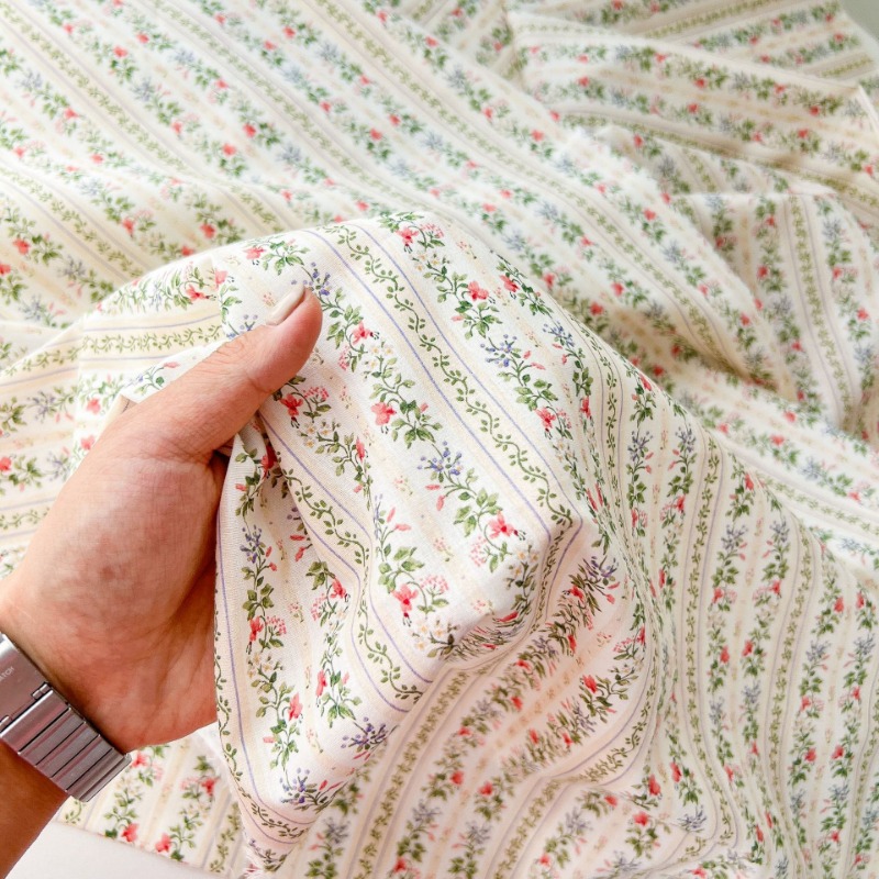 Tissu en coton à rayures flora - Home Textiles Plaid avis et prix